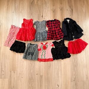 GIRLS PRETTY AND PREPPY FESTIVE HOLIDAY CHRISTMAS BUNDLE SIZE 3T